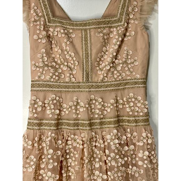 BCBG Cap Sleeve Short Evening Dress Bare Pink Size 8 NWOT Embroidered Details - Picture 7 of 15